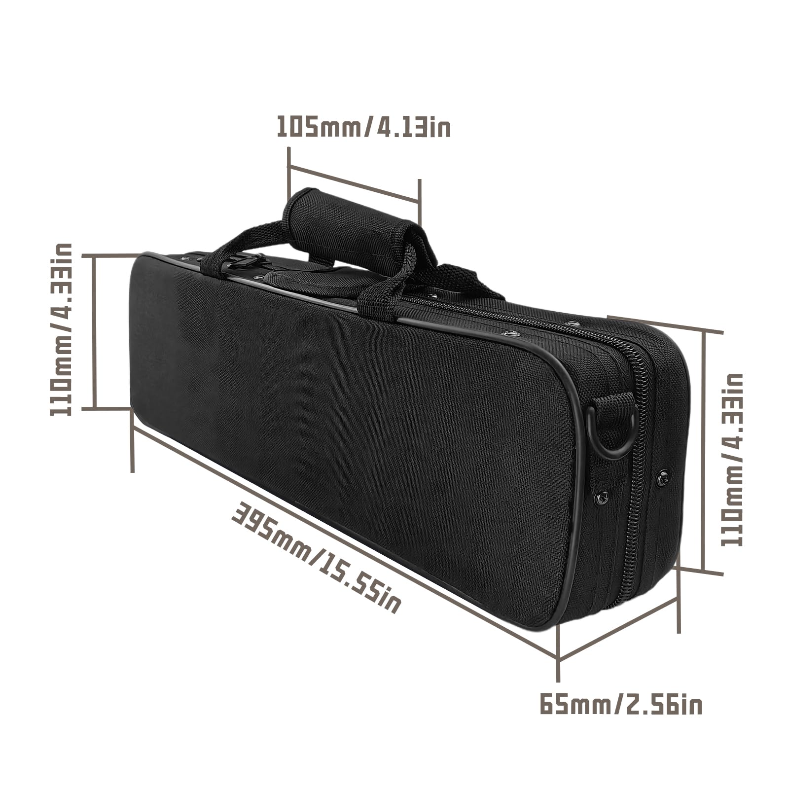 Etui flûte traversière, étui flûte sac de transport valise tissu Oxford imperméable avec bandoulière réglable, sac flûte sac messager accessoires Etui à fermeture éclair pour flûtes 16 trous