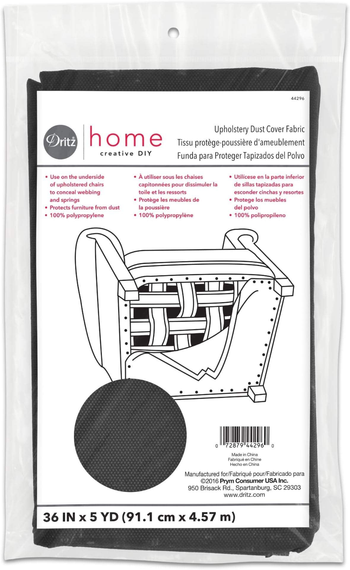 Dritz Home Dust Cover Upholstery Fabric 36"X5 Yards-Charcoal