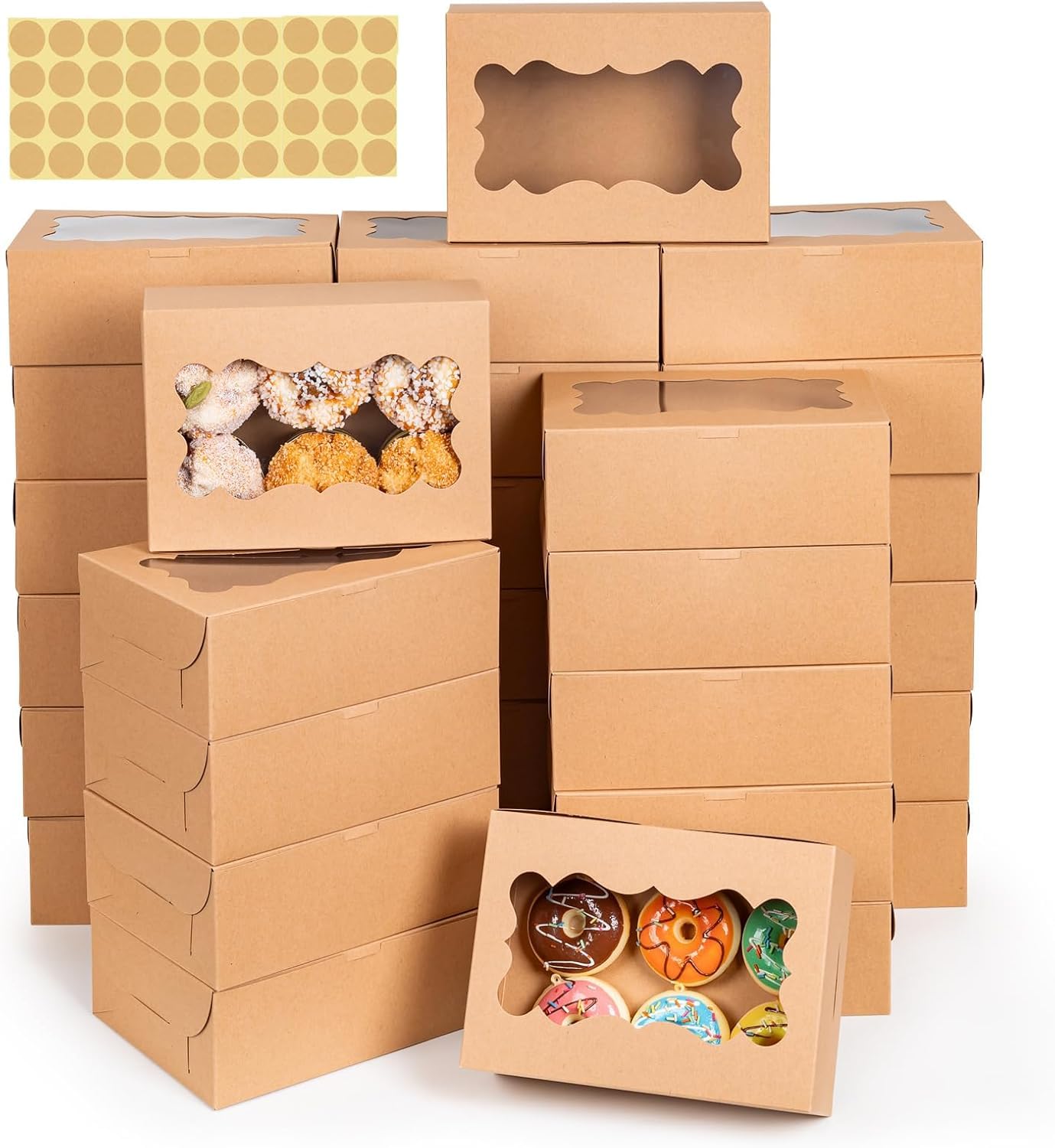 TIMESETL 10 Scatole per Dolci in Cartone Grandi 30x20x7CM Scatola Regalo Cartone Kraft Bianca Scatola con Finestra Trasparente Cookie Box Scatole in Cartone per Dolci Biscotti Cioccolatini Matrimonio