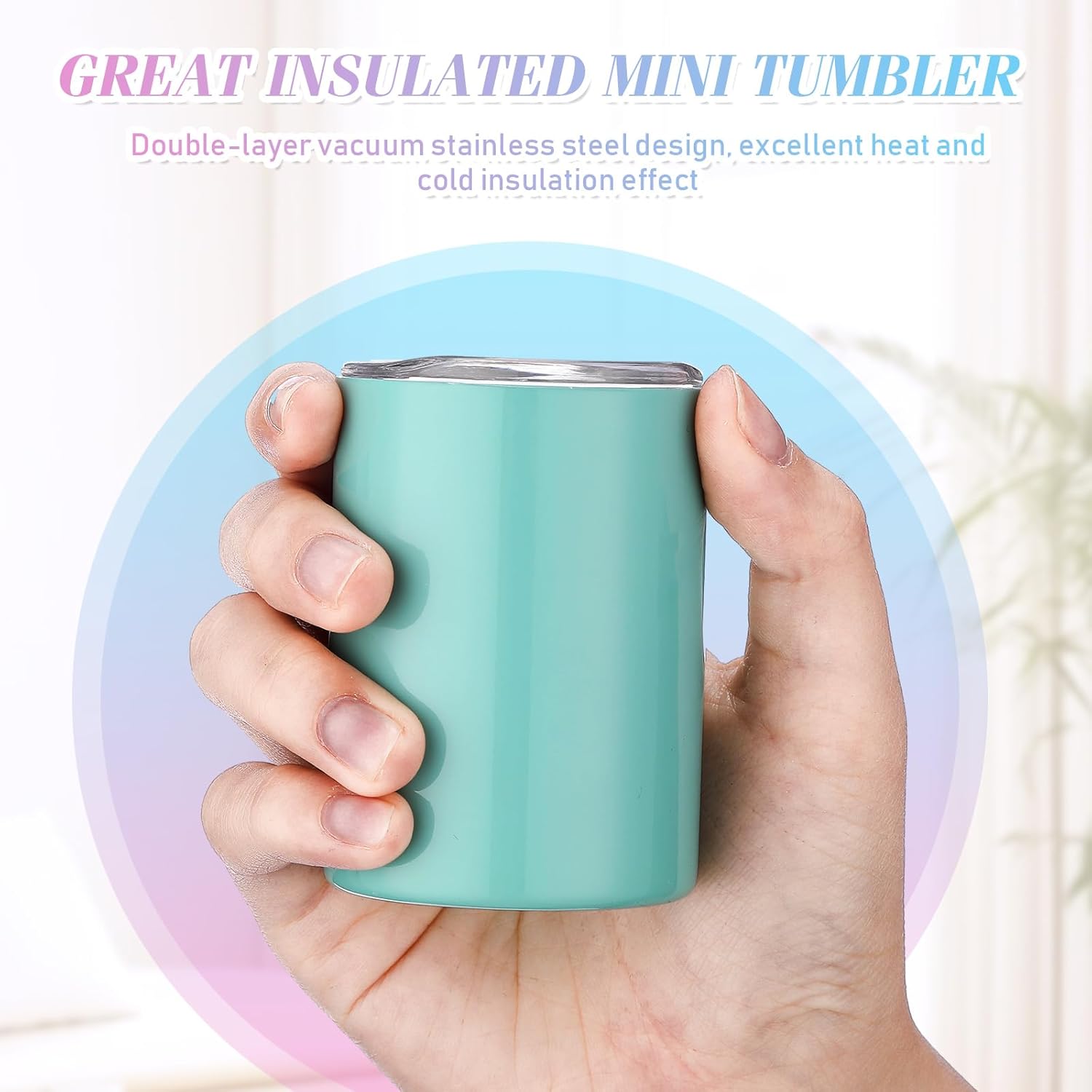 Nuenen 24 Pcs 3oz Christmas Mini Tumbler Bulk Colored Sublimation Mini Shot Glass Tumblers with Lids and Straws Stainless Steel Insulated Cups for Christmas Wedding Bar Coffee Cocktail Hot Cocoa - Image 5