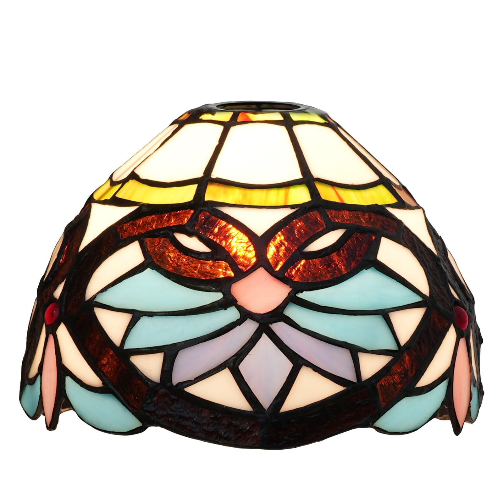 HJRegaFimu Shade Replacement 8" Blue Heart Stained Glass Lamp Vintage Baroque Art Decor Large Opening Lampshades For Table Chandelier Light Wall