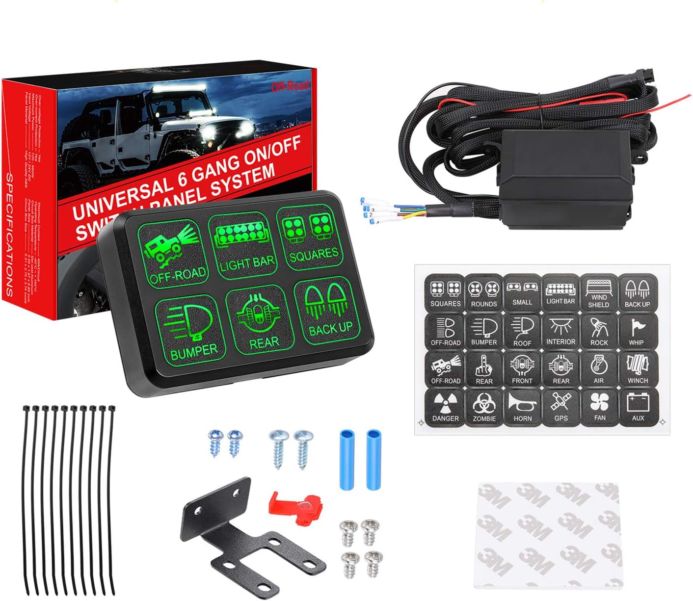 6 Gang Switch Panel, SWATOW INDUSTRIES Electronic Relay System Circuit Control Box Universal Touch Switch Box Power System for Truck Car SUV ATV UTV Boat Marine