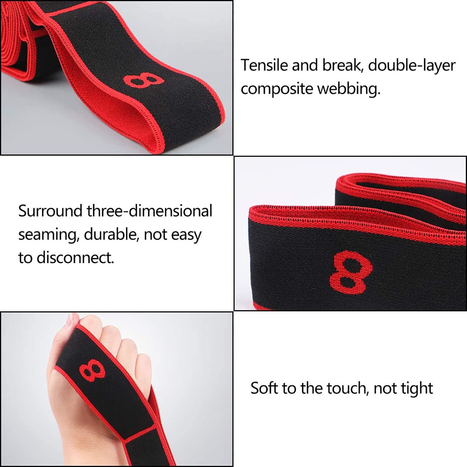 2 Pezzi Fascia Elastica per Yoga, Fasce Elastiche di Resistenza, Bande di Allenamento per Ginnastica, Fascia Esercizio Regolabile con Più Anelli, per Fitness, Danza, Ginnastica (Rosso+Giallo)