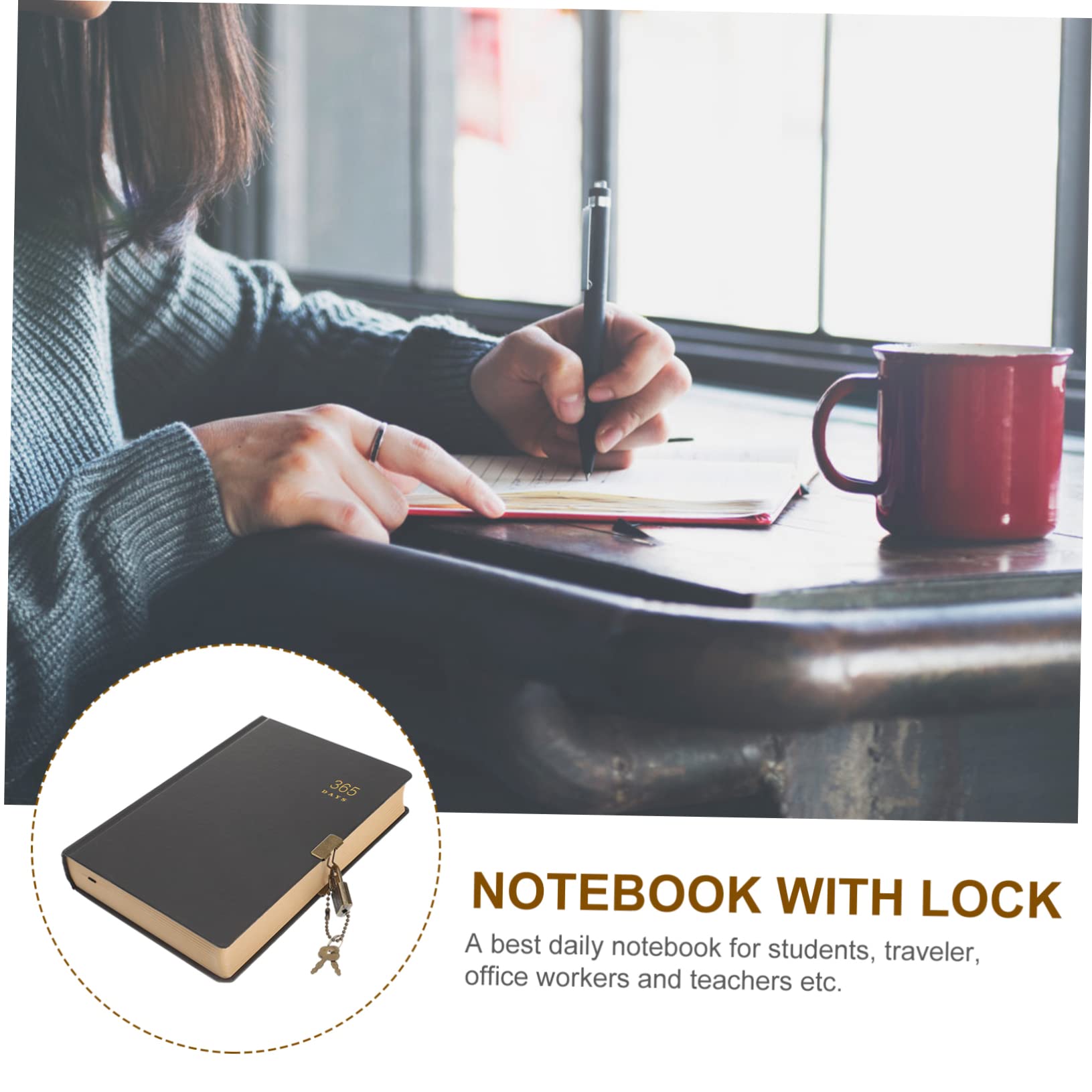 Diario con Lucchetto, Notebook da 365 Giorni, Portatile, Carta, per Scuola e Ufficio, Agenda Personale per Studenti Stili multipli