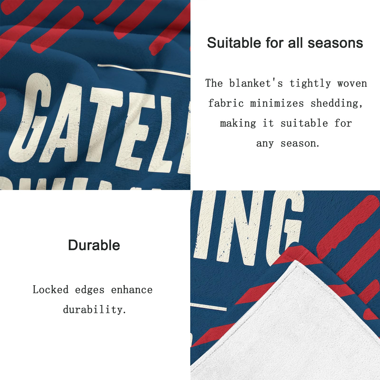 Générique Couverture en Flanelle Bleu Rouge - Couverture Polaire Douce pour Canapé & Camping - Imprimé Minimaliste Rayures Lettre - Couvertures de canapé pour Adolescents et Adultes, 150x200 cm