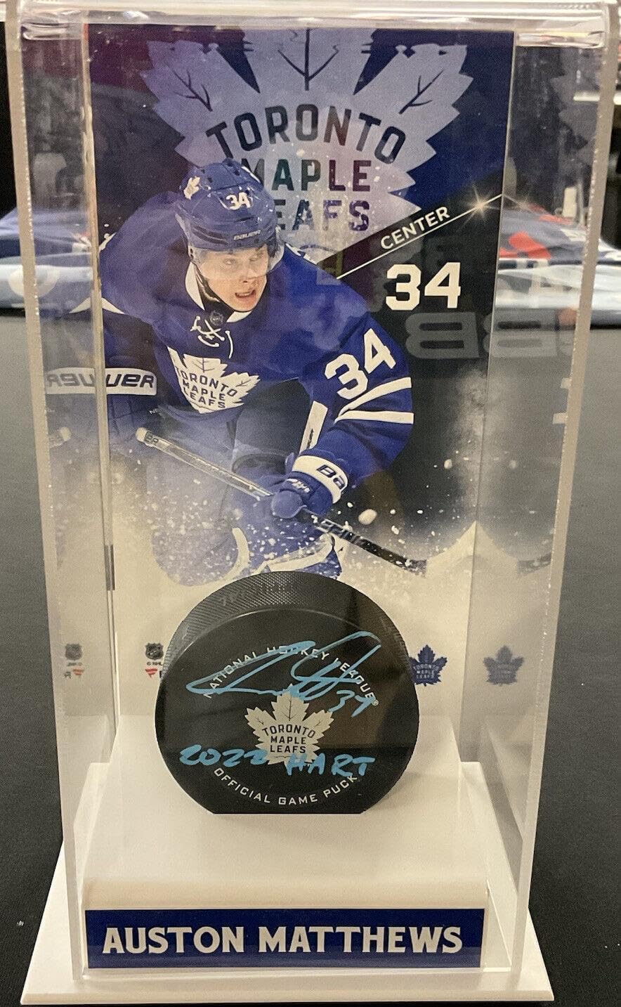 AUSTON MATTHEWS Signed Maple Leafs NHL Game Puck w/Display Case FANATICS B575138 - Autographed NHL Pucks
