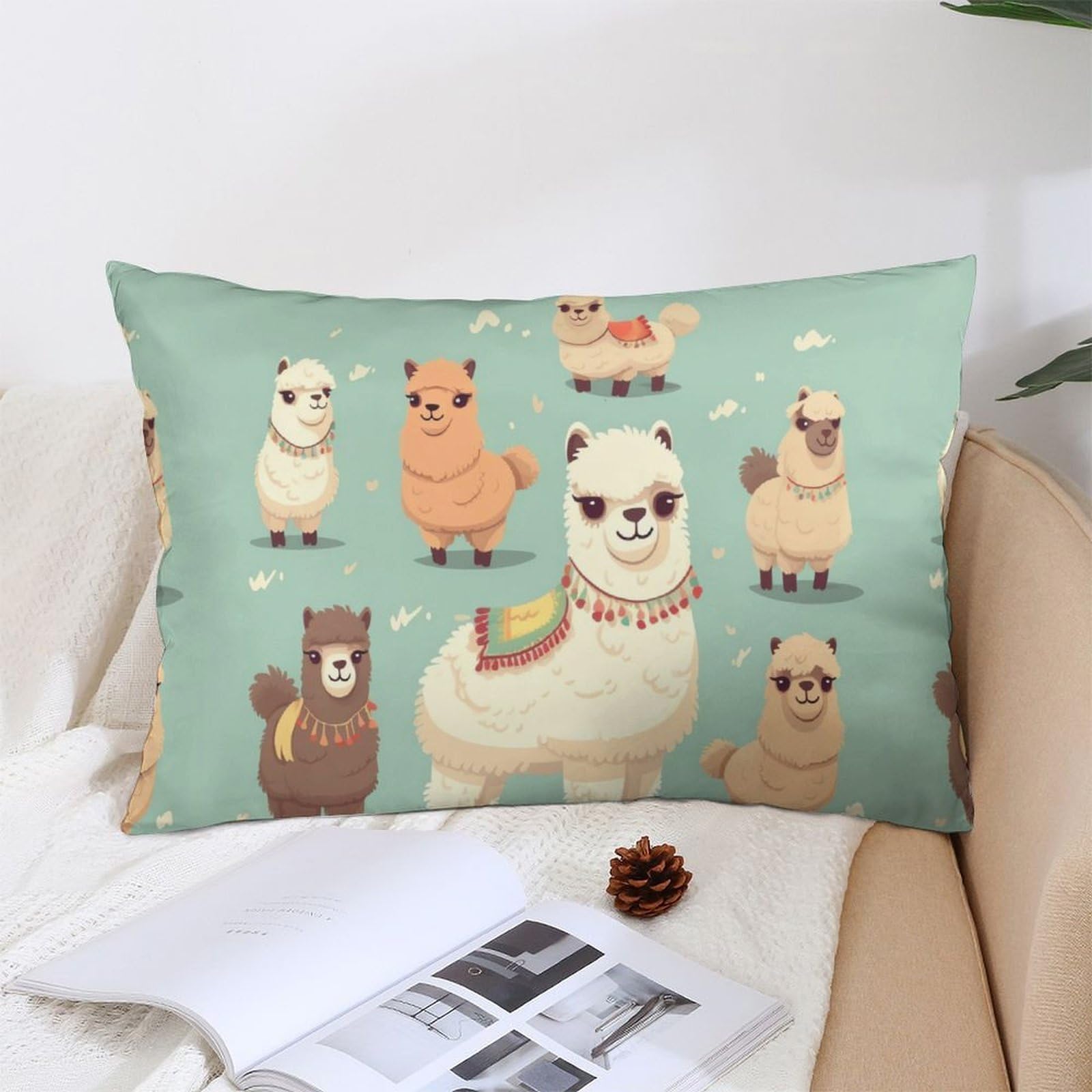 NTVOWPZO Decoration Throw Pillow Covers 12 "x20 Pillowcases Covers Alpacas Soft Pillowcases Modern Farmhouse Home Decor Sofa Cushions Covers for Couch Bed Living Room