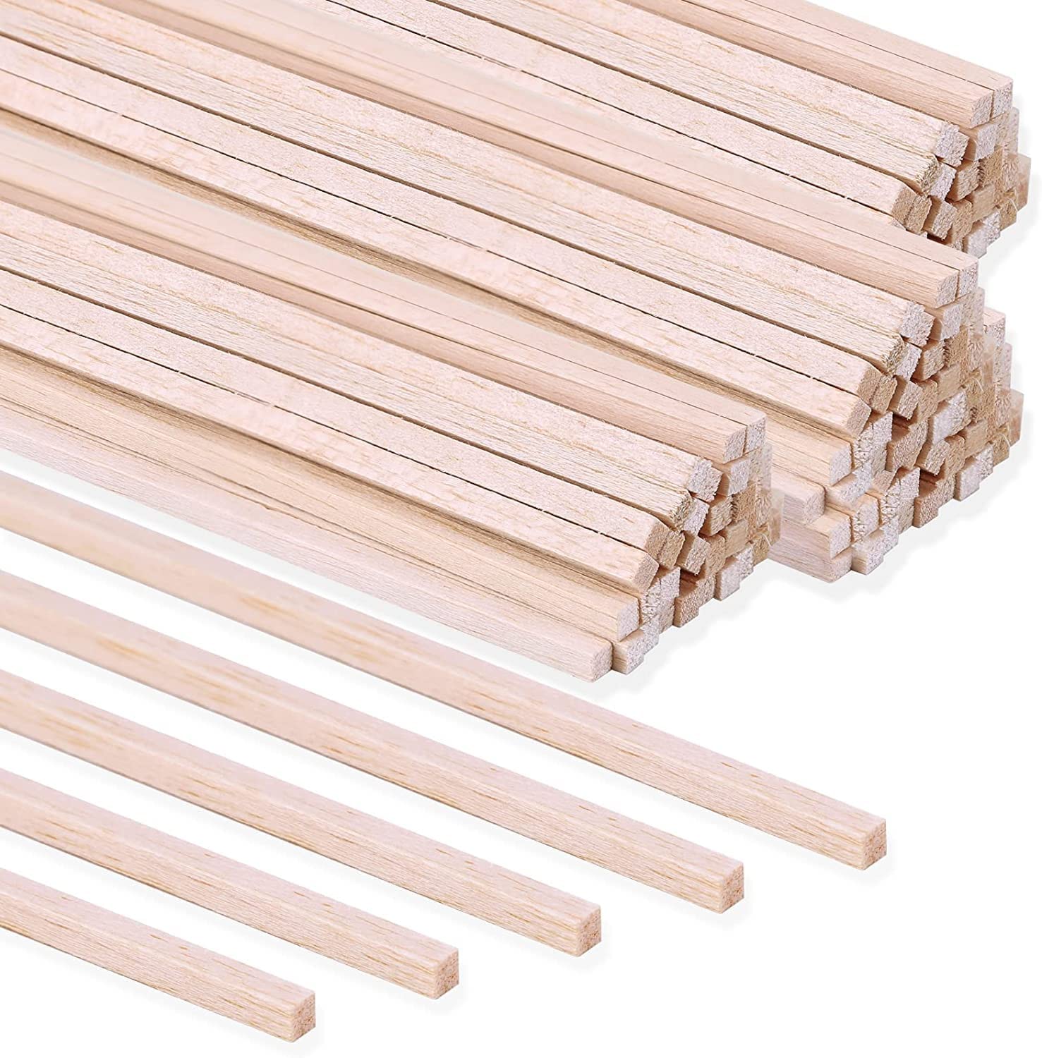 Niedokończone drewno Craft drewniane patyczki, 100 sztuk 0,16x0,16x12 cali listwy Balsa kwadratowe kołki twarde drewno niedokończone dla rzemiosła projekty DIY tworzenie modeli
