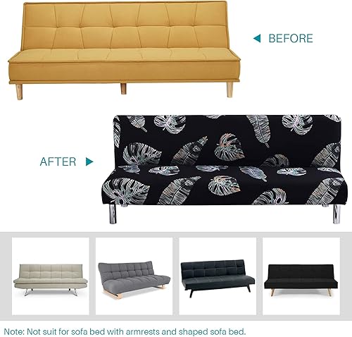 Vista 93 de Funda estampada para futón, fundas elásticas para sofá cama, tamaño matrimonial, individual, queen, sin brazos, fundas protectoras con parte Youmeng