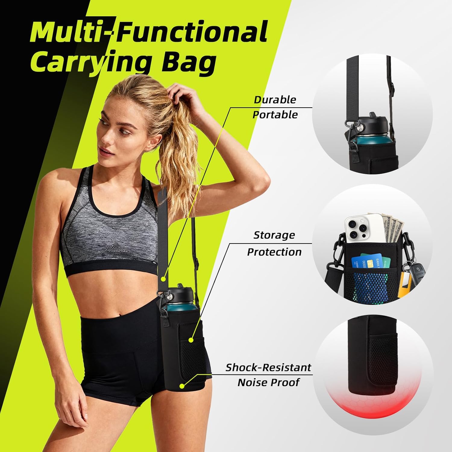 32oz Insulated Water Bottle Flask - Cold-48h & Hot-24h, Stainless Steel Water Bottle Hydro Cup with Paracord Handle, Straw & Spout Lids, Strap Carrier Bag, Meta Water Bottle for Sports Fitness Hiking - Image 5