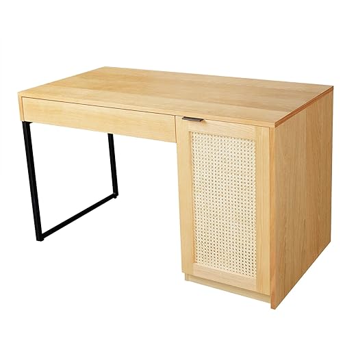 riess-ambiente.de Design Schreibtisch Vienna 120cm Eiche Wiener Geflecht Rattan | Eleganter Arbeitstisch im Retro-Look