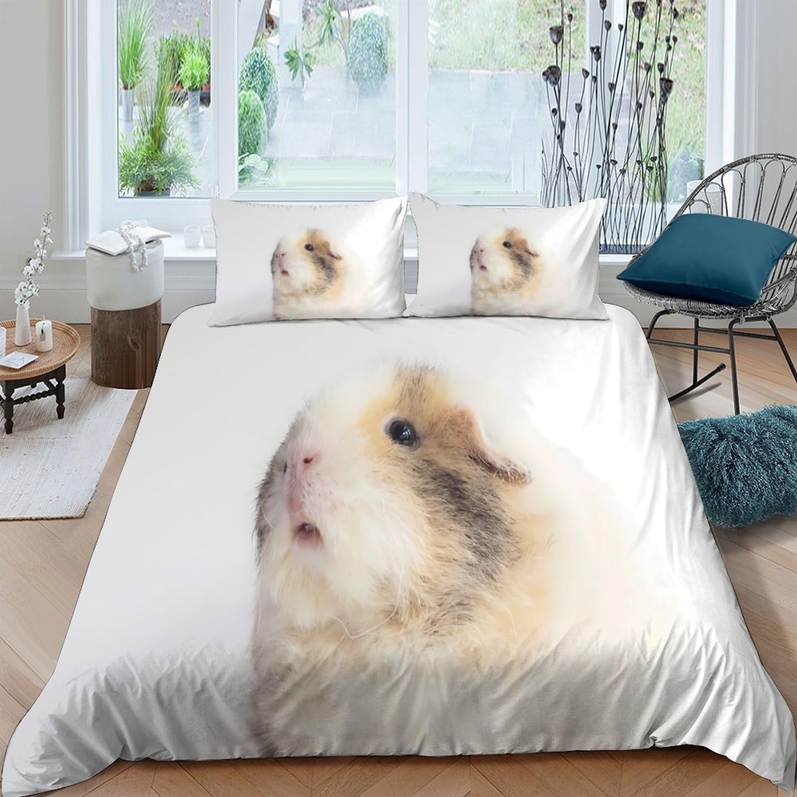 Ctjqhvkz Style-6 3D Printed Guinea Pig Fitted Sheet Microfiber Soft Animal Pattern Mattress Cover For Bedroom Dorm Decorative Protection Single（135X200cm）
