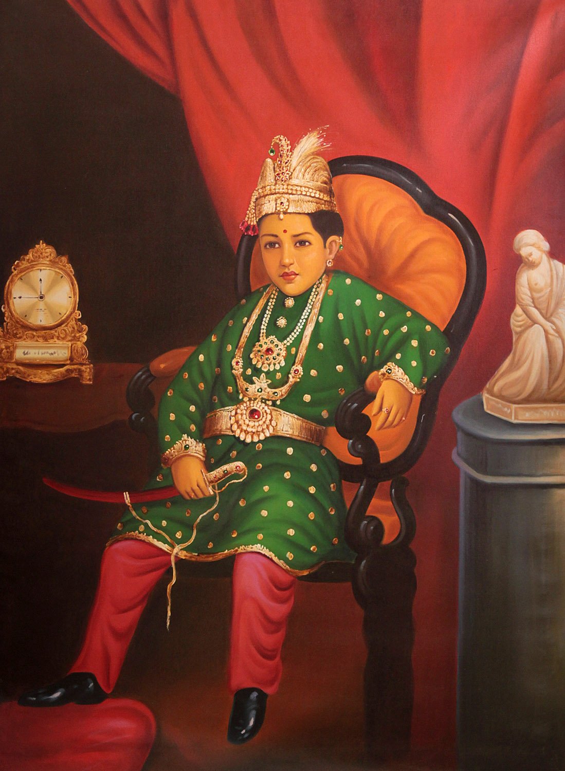 Portrait d'un jeune prince peinture à l'huile sur toile Exotic India par Anup Gomay