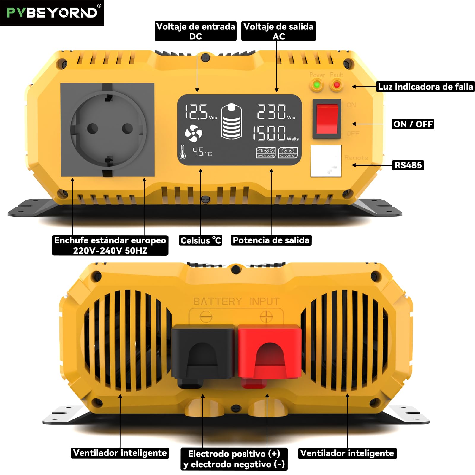 Inversor 12V 220V/230V Onda Pura 1500W/3000W Inversor Onda Pura | Avec fonction de télécommande. Utilisé pour l'alimentation électrique hors réseau, les camping-cars et les séjours en camping