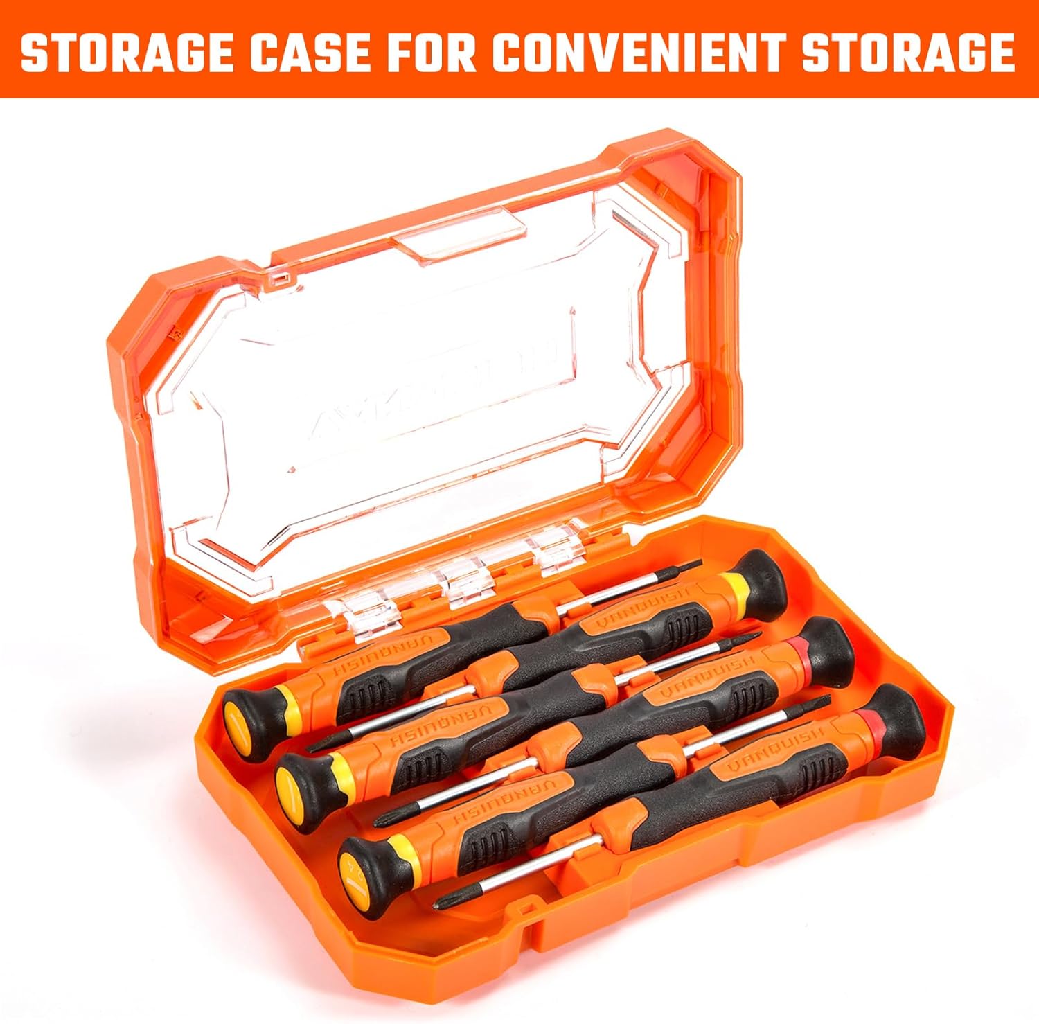 VANQUISH 6Pcs Magnetic Tip Small Screwdriver Set 2 Phillips & 4 Flat Head S2-Alloy Steel crewdriver Bits With Sturdy Tool Box for Eye Glass/Watch/Laptop/Jewelers/Computer Repairing 2164