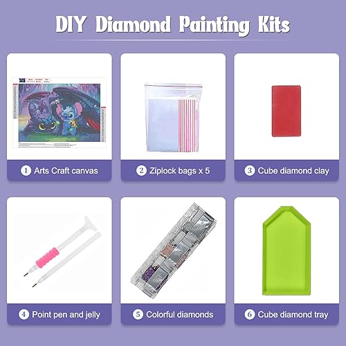 Miniatura 6 de NAIMOER Kits de pintura de diamante de puntada para adultos, kit de pintura de diamante de dragón, pintura de puntos de diamante 5D con diamantes,