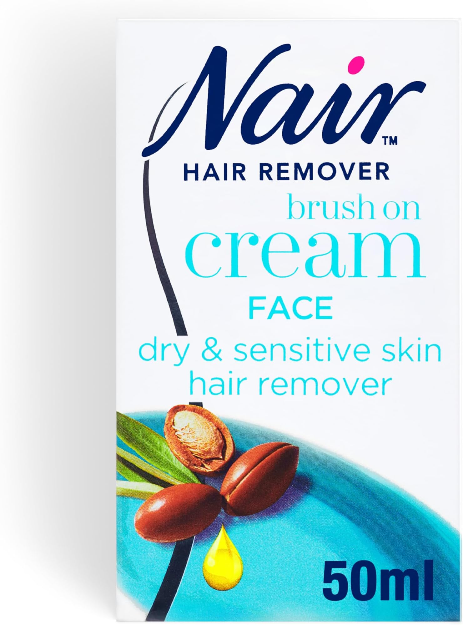 Nourish Facial Brush-On - Hair Removal Cream for Face & Body - Ultra precision - for Dry & Sensitive Skin - with Argan Oil - 50ml