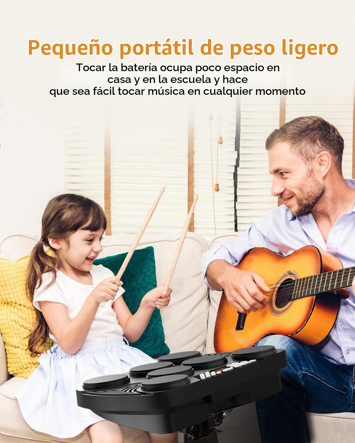Batería Electrónica, Tambor Digital Enrollable Portátil con Panel Digital Altavoces Integrados Soporte de Conexión de PC, Regalo ideal para Adolescentes y Principiantes Adultos
