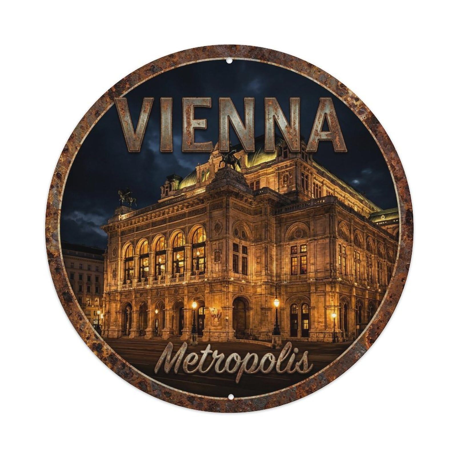 Vintage Travel Vienna Austria Capital Metal Tin Sign