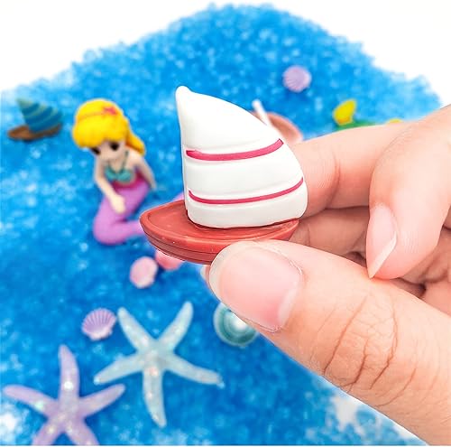 Miniatura 7 de 21 piezas de accesorios de jardín en miniatura, arena azul y sirena en miniatura, delfín, barco, barco de vapor, decoración, micro playa, océano,