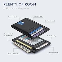 Vista 119 de Buffway - Billetera delgada minimalista de cuero con protección RFID para hombre y mujer Café Lichee