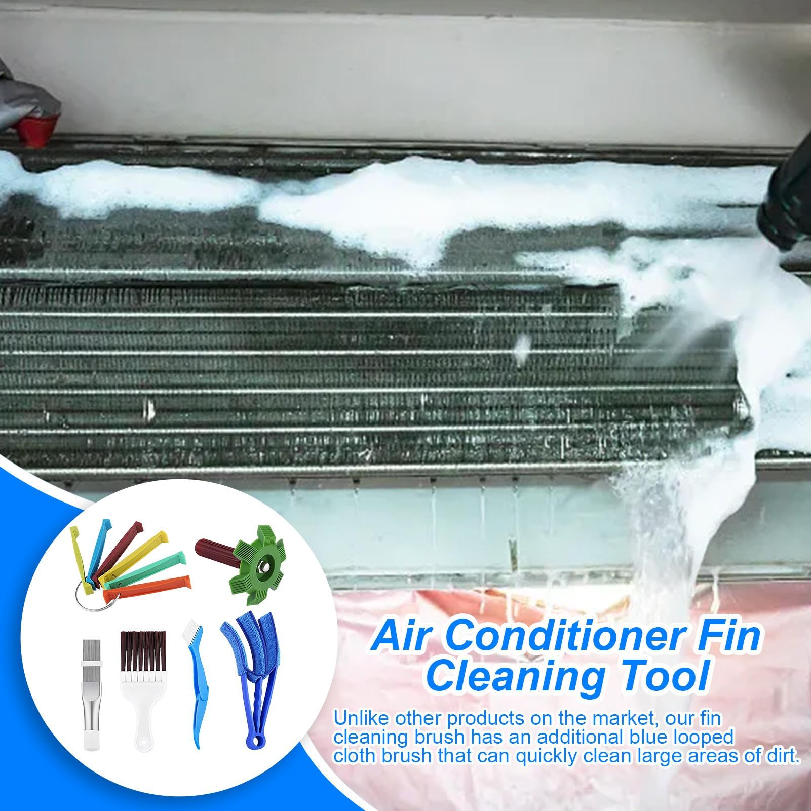 Kit di pulizia delle lamelle AC | Spazzola per la pulizia delle bobine AC, pettine dell'evaporatore AC, strumento di riparazione per termosifoni AC, piastra a condensatore