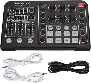 Smart Live Sound Card with 48V Large Diaphragm Noise Cancelling, 15 Effects, Bluetooth, DJ, Podcast, Karaoke, for Phone and PC