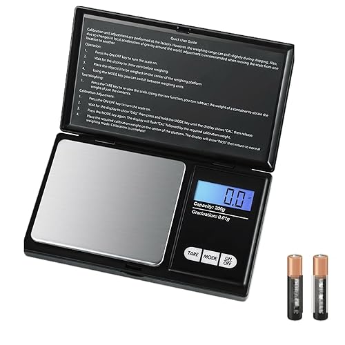 Báscula digital de bolsillo de 7.05 oz x 0.00 oz, con pantalla LCD retroiluminada, pequeña escala digital de gramo de bolsillo para cocina, joyería,