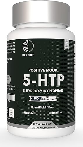 5-HTP 200 mg, 60 cápsulas vegetarianas (5-hidroxitriptófano) Vitaminas de apoyo del estado de ánimo sin OMG y sin gluten para mujeres y hombres