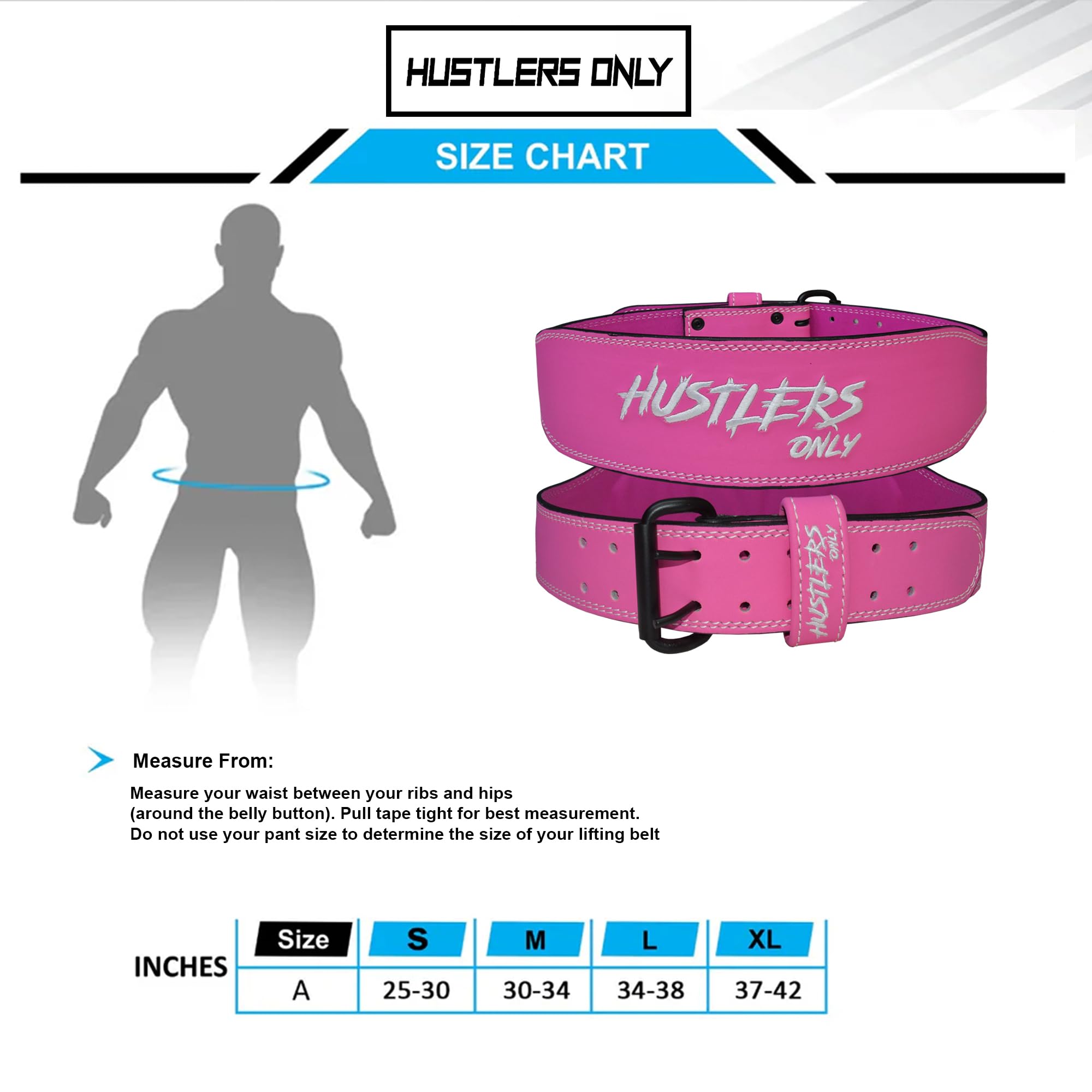HUSTLERS ONLY Cintura per sollevamento pesi per uomini e donne, 7 mm di spessore, cintura da palestra in pelle imbottita da 10,2 cm, cintura regolabile per powerlifting, bodybuilding, stacco da terra