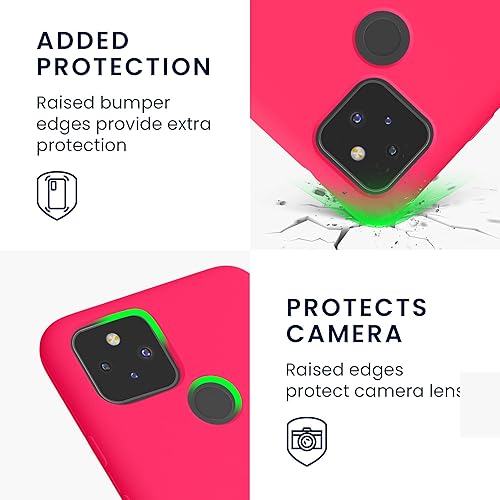 Miniatura 3 de kwmobile Funda compatible con Google Pixel 5 - Funda de silicona TPU con acabado suave - Rosa neón