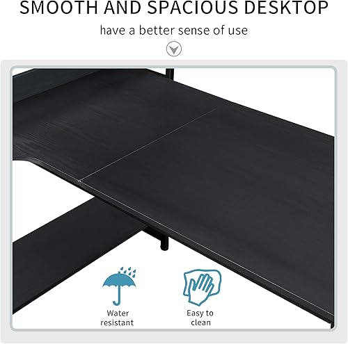 Miniatura 4 de Escritorio multifuncional para computadora de oficina en casa con estantería abierta de 5 niveles mucho espacio de almacenamientomarco de acero y