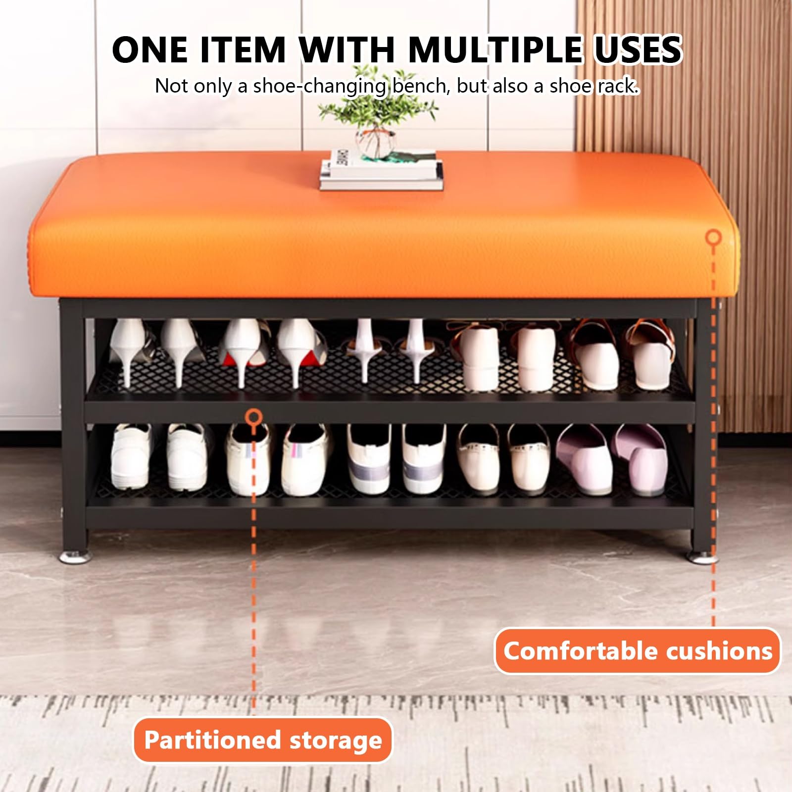Banco recibidor entrada con asiento tapizado, zapatero entrada con asiento, moderno banqueta baño, interior reposapies sofa con banco, para pasillos, salones, vestíbulos, dormitorios y porches.