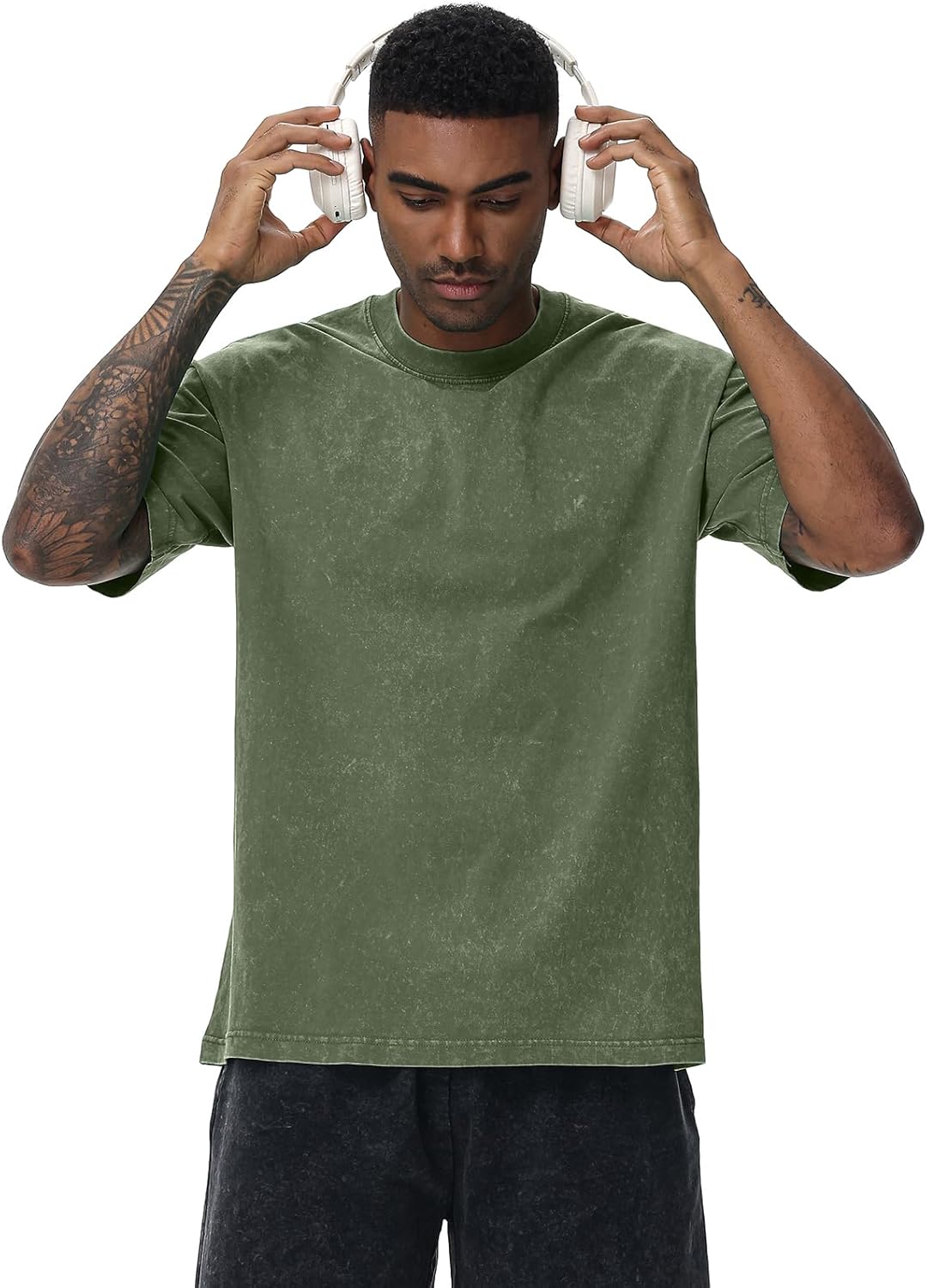 Men's Oversized Cotton T-Shirts Loose Fit Vintage Washed Tee Unisex Short Sleeve Casual Shirts Tops - Image 5