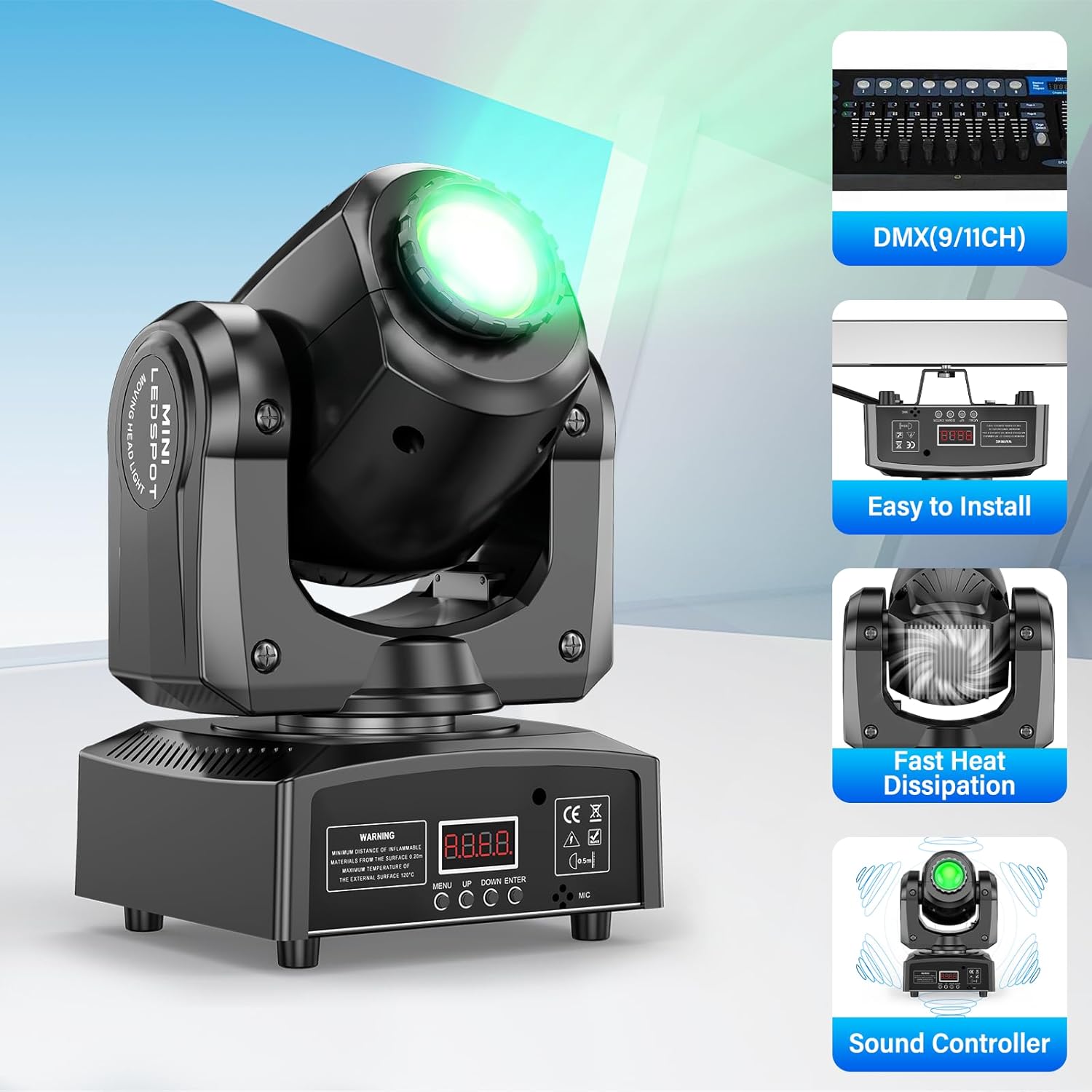U`King 4PCS Moving Head DJ Lights with Flight Case Storage Container, LED Stage Lights by DMX/Sound Activated with Customized Road Case for Patry Wedding DJ Disco Bar Birthday