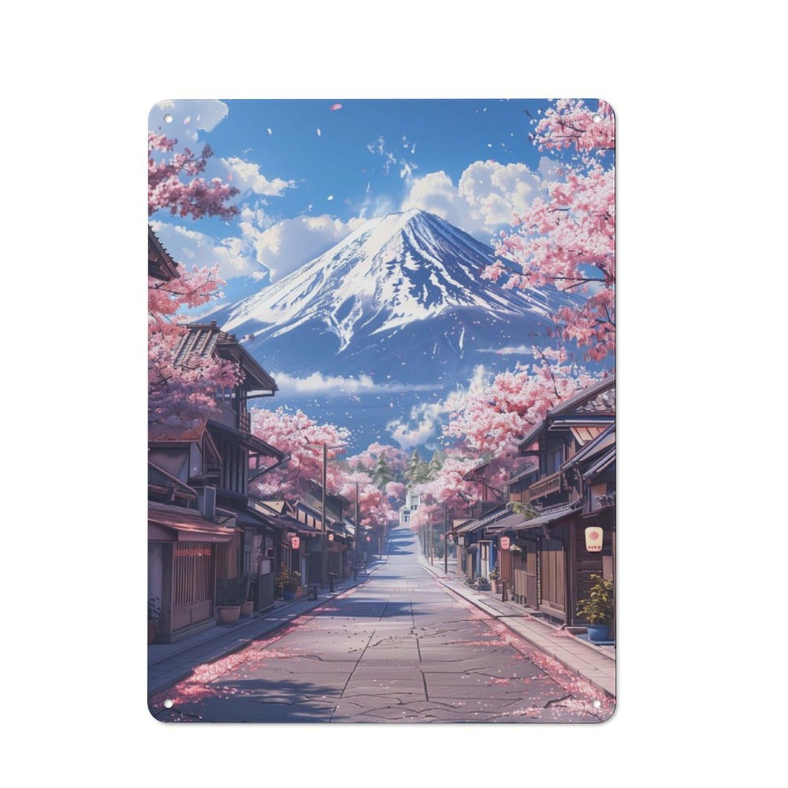 Junmoney Pastel Fuji Mountain Pet Corner Metal Tin Sign, Wall Decor For Dog Lover Home, Cat Room Or Family Wall, 40X30cm