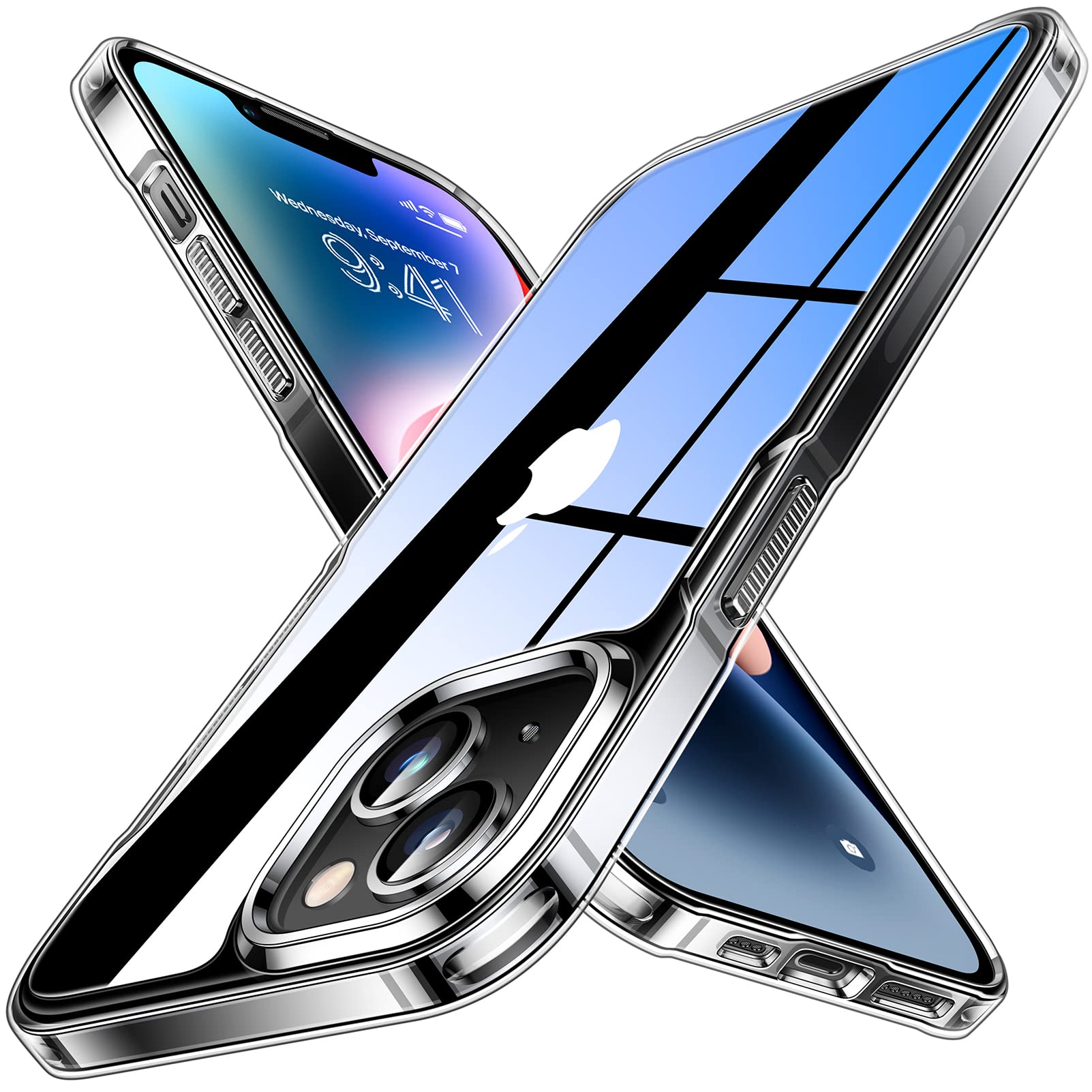 for iPhone 15 Case/iPhone 14 Case/iPhone 13 Case Clear, with 2X Lanyard [Mil-Grade Drop Protection] Slim Fit Shockproof Protective for iPhone 14 Phone Case - 6.1 Inch Crystal Clear