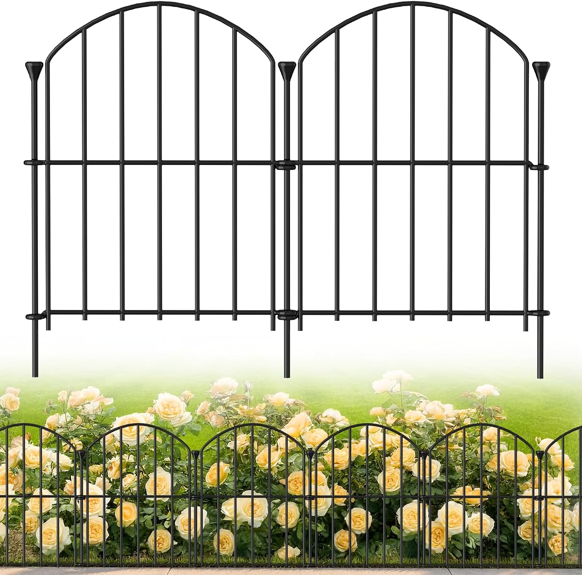 No Dig Garden Fence Panels, Dog Fence Outdoor for Yard, 30 Pack | 17in(H) x 31.5ft(L) Rustproof Metal Animal Barrier for Flower Bed Edging, Decorative Temporary Fencing