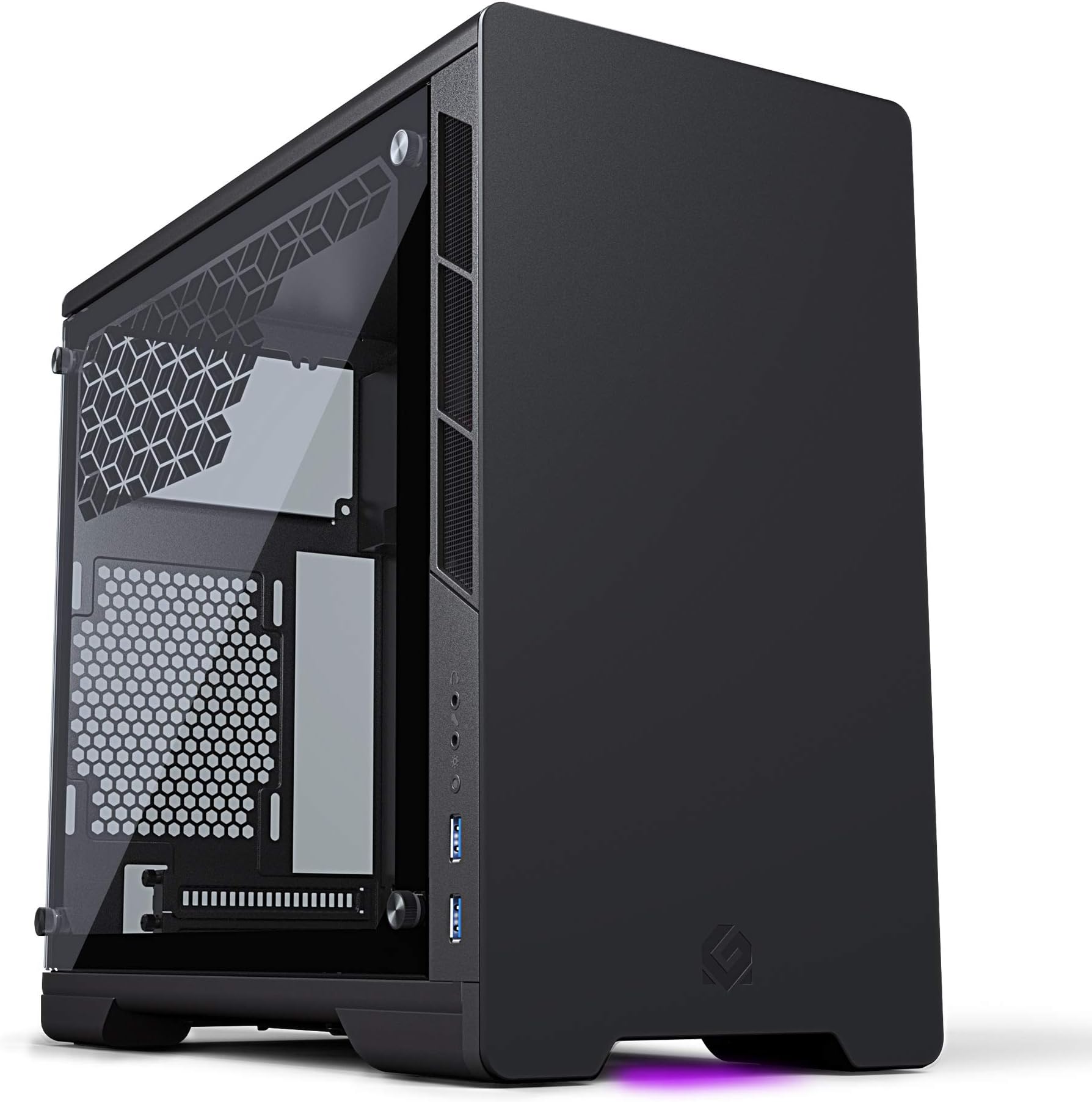 MetallicGear Neo Mini V2 Series Mini-ITX Case (MG-NE210_BK02), Compact Chassis, Sand Blasted Aluminum, Tempered Glass Panel, Liquid Cooling Ready - Black