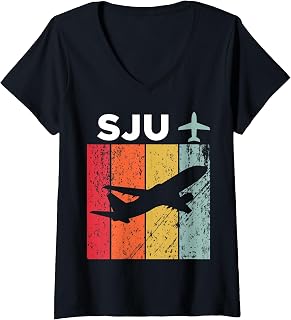 Women's SJU san Juan Airport V-Neck T-Shirt