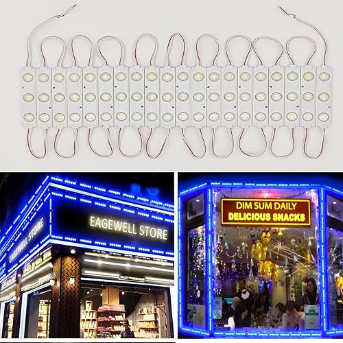 Módulo LED, luces LED para ventanas azules, 100 unidades, 49.8 pies, 5730 SMD 150LM por módulo LED, luz decorativa impermeable IP65 para carteles