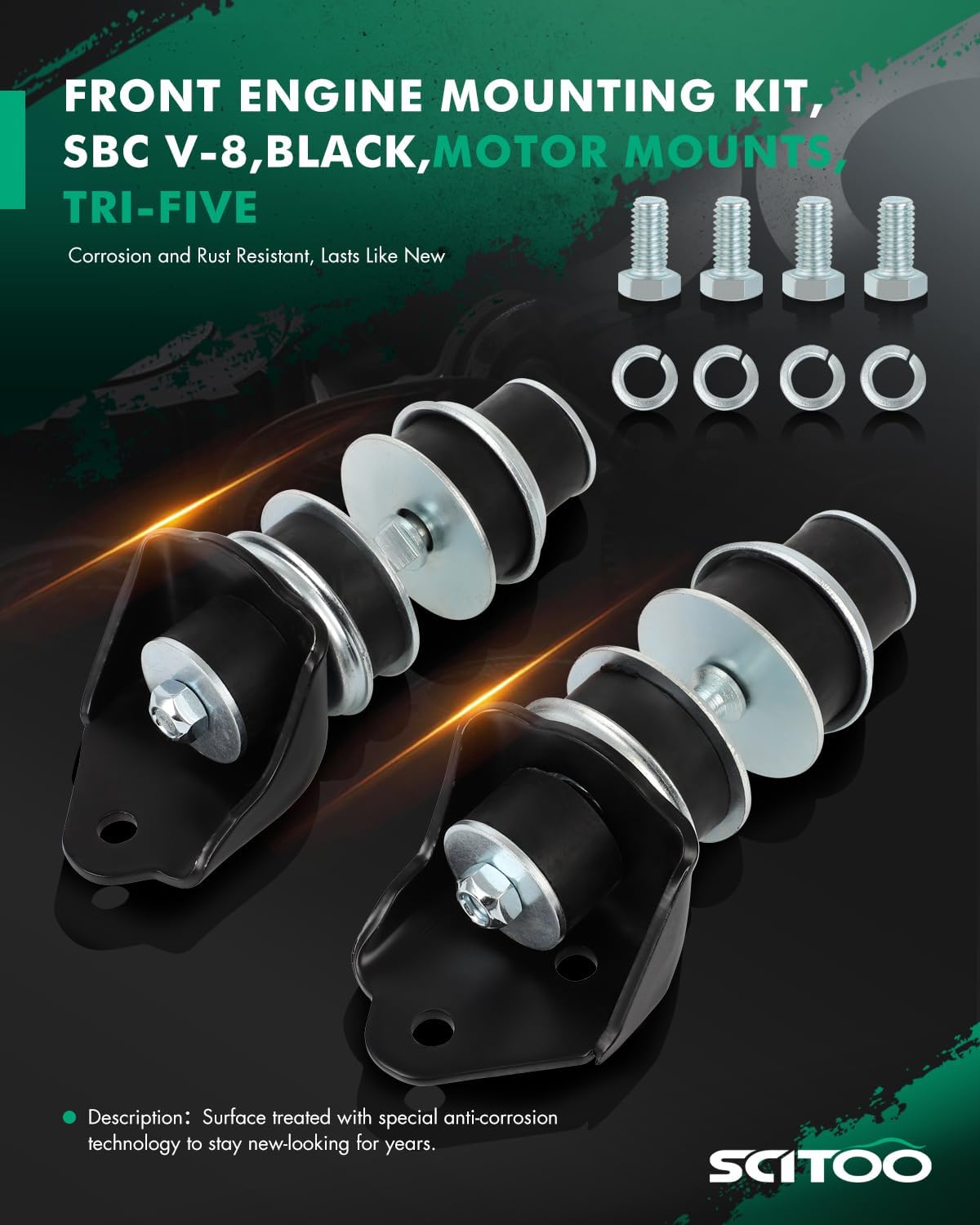SCITOO 2x Front Engine Motor Mount Air Nomad Del Ray 400-6897 Y01-439 Compatible With 1955-1957 For Chevrolet Bel V8