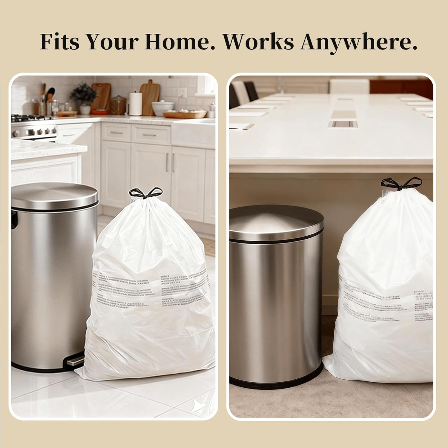 Drawstring Trash Bags, 80L Extra Large Kitchen Garbage Bags, 100ct Extra Strong Leak-Proof Liners for Home & Kitchen, Office Unscented White Heavy Duty (21 Gallon 100 count)