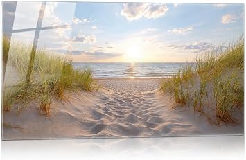 Tempered Glass Backsplash for Kitchen, beach Stove Splashback, 30x18