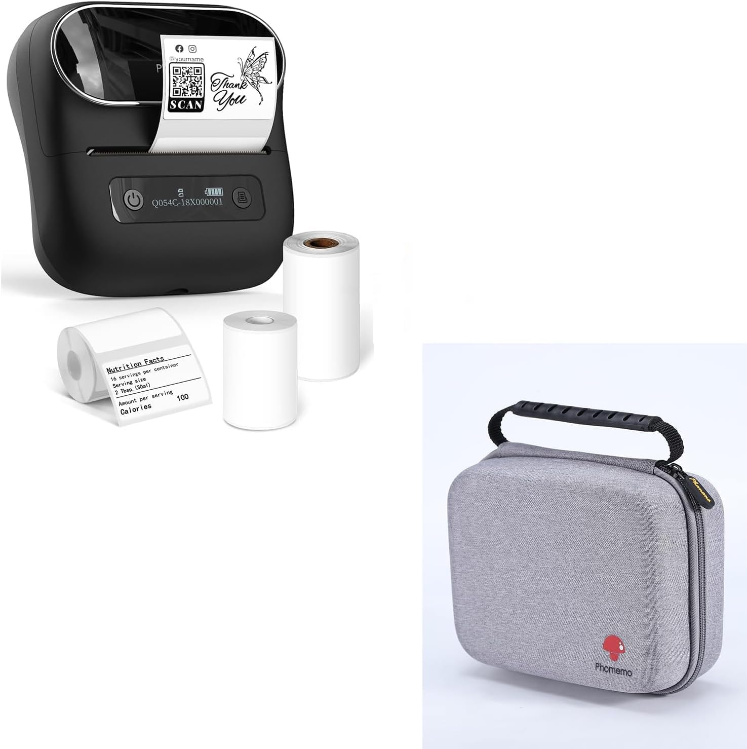 Phomemo M220 Label Maker & 1 Case, 3.14 Inch Bluetooth Thermal Label Printer for Barcode, Address, Labeling, Mailing, File Folder Label, Easy to Use, Support Smartphone, Tablet&PC