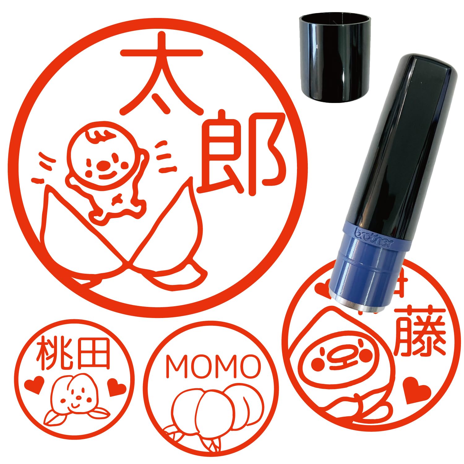 Amazon.co.jp: ブラザー 印鑑 桃 お名前スタンプ インク補充可能 浸透