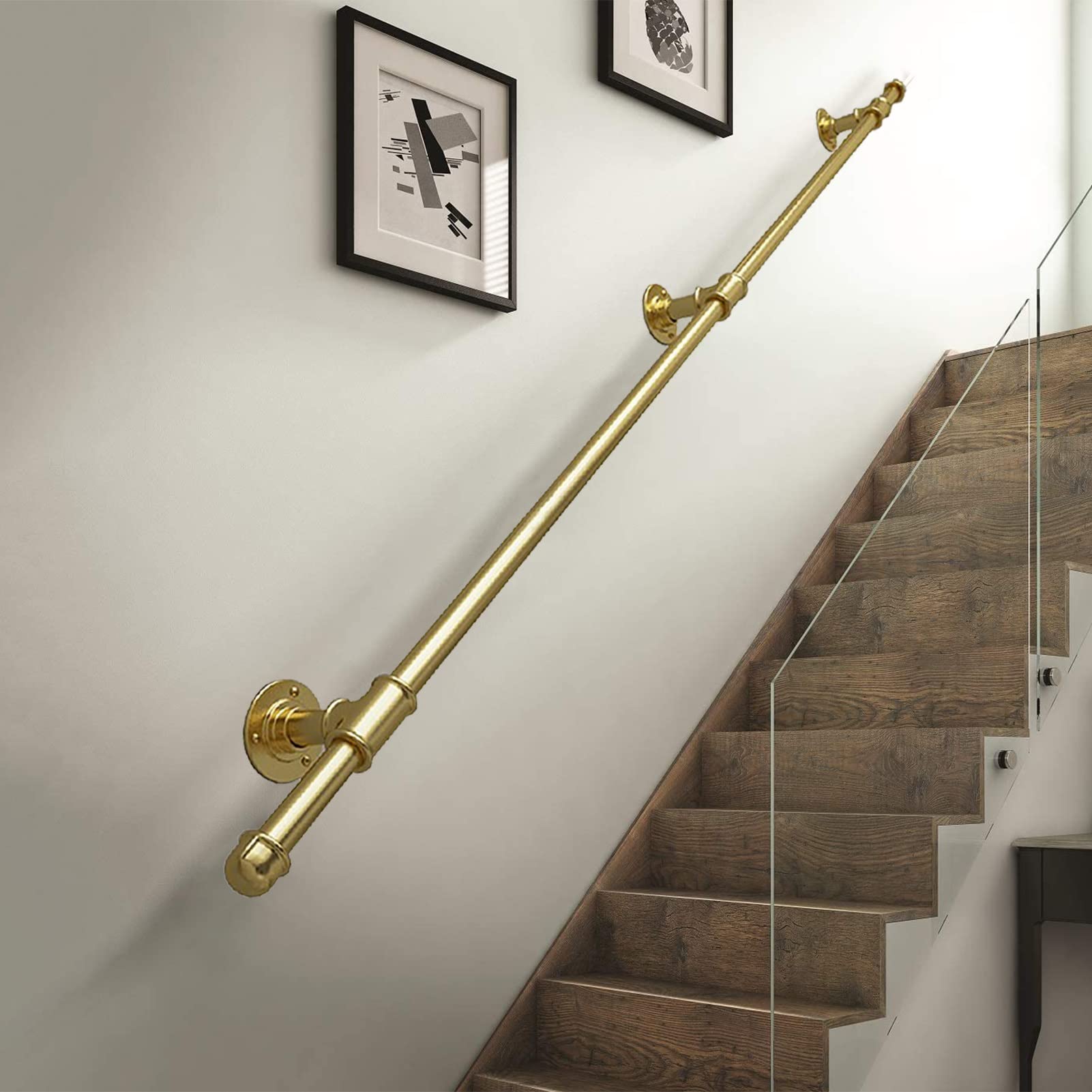 Rampe d'escalier réglable en fer industriel pour senior et PMR