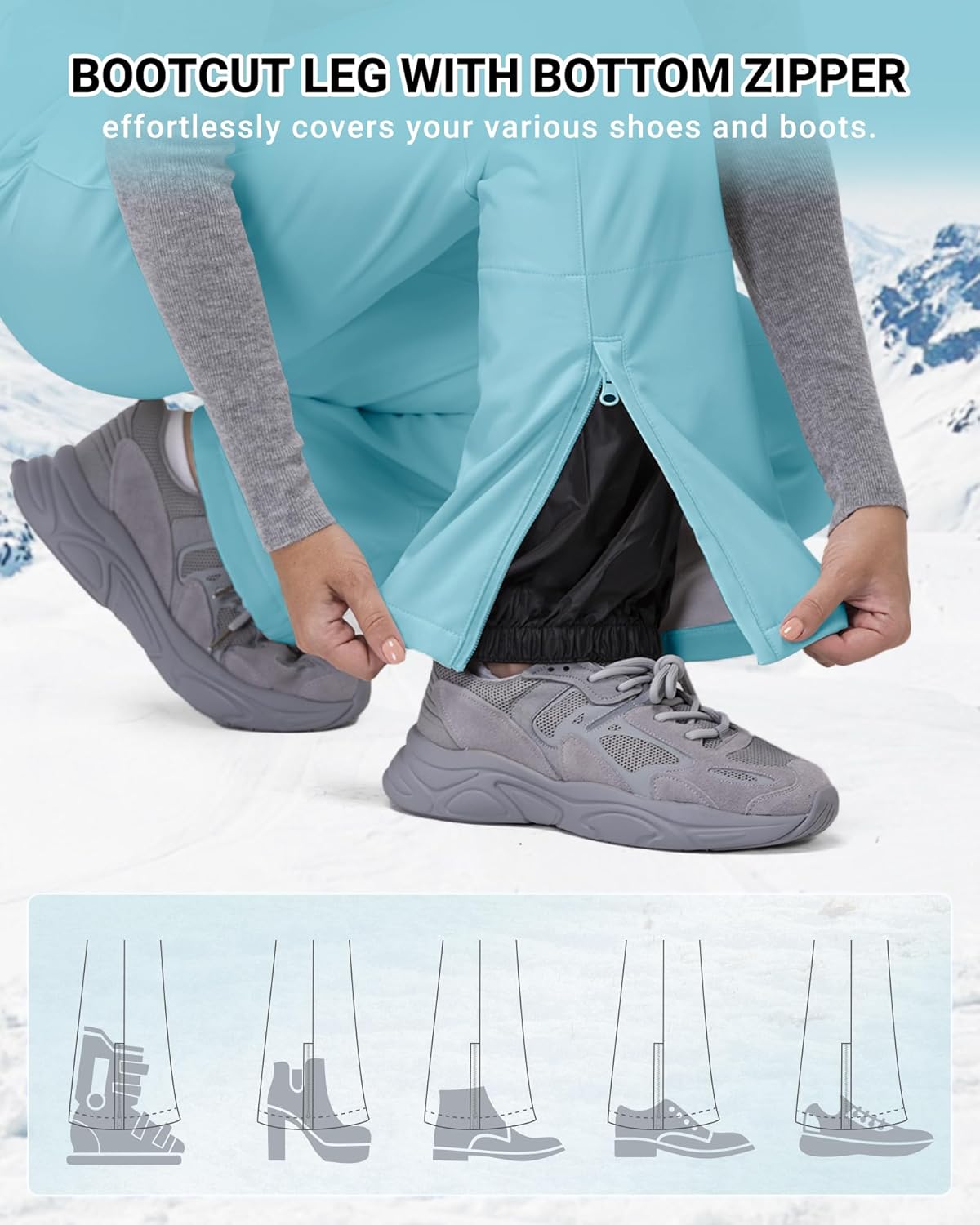 33,000ft Women's Softshell Snow Pants Waterproof Warm Ski Pants Insulated Ripstop Snowboard Winter Pants - Image 3