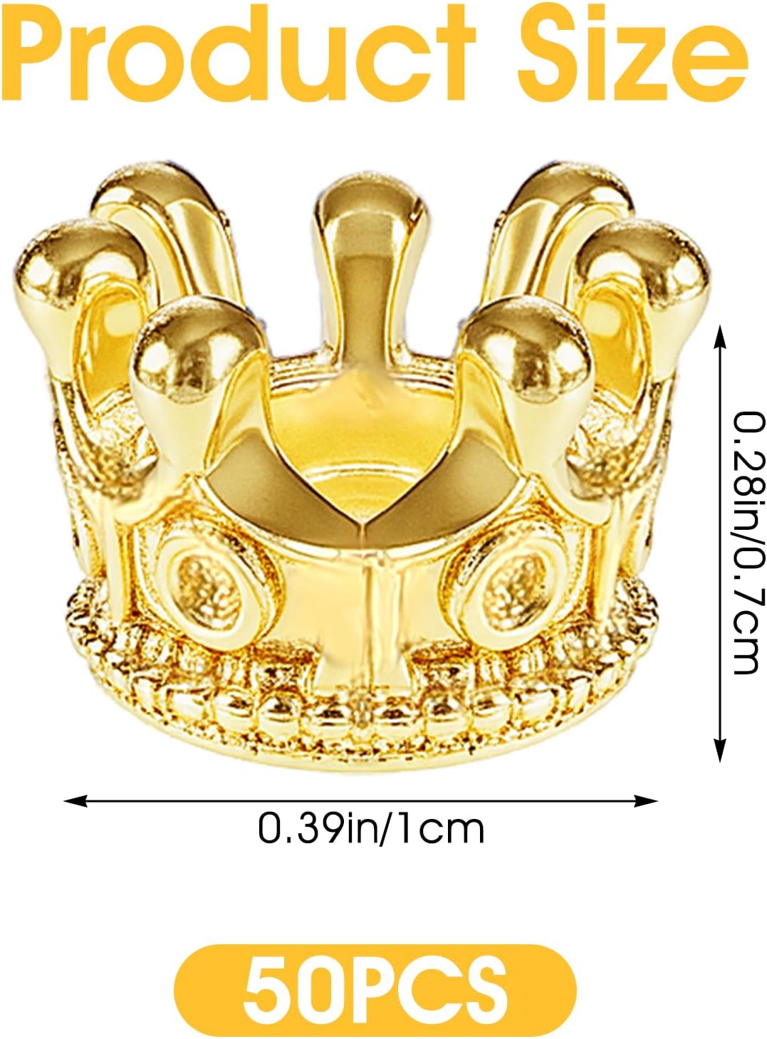 Crown Charms, 50 Pcs Mini Crowns for Crafts 3D Alloy King Crown Beads Large Hole Spacer Beads for DIY Jewelry Necklace Bracelet Making Supplies - Image 2