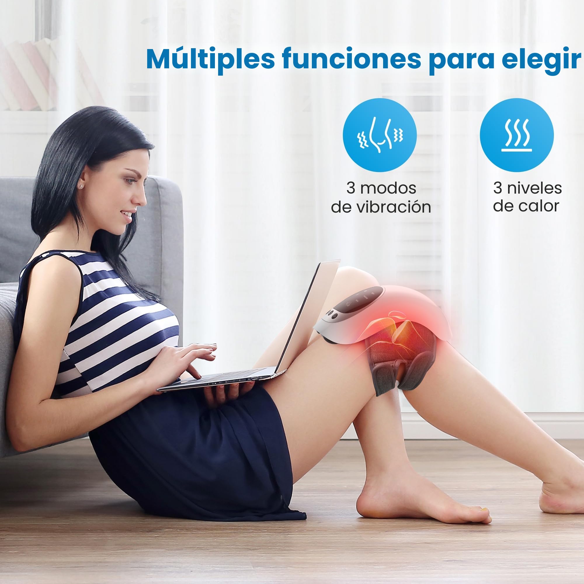 COMFIER Masajeador de Rodilla Inalámbrico con Calor, Masaje Rodilleras por Vibración, Rodillera Calentable con Pantalla LED Grande, Correas Ajustables, Regalo para Hombres y Mujeres